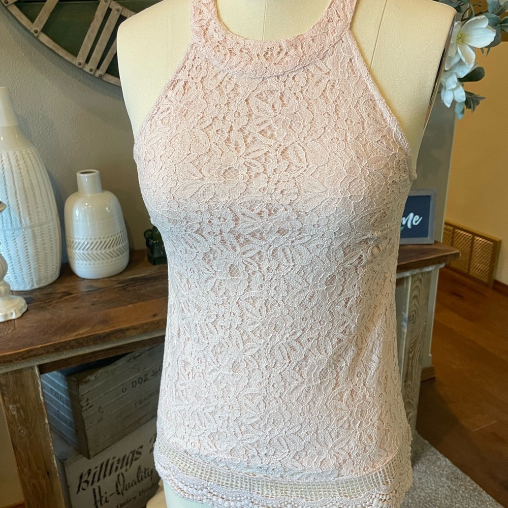 Pink Lace Sleeveless Top